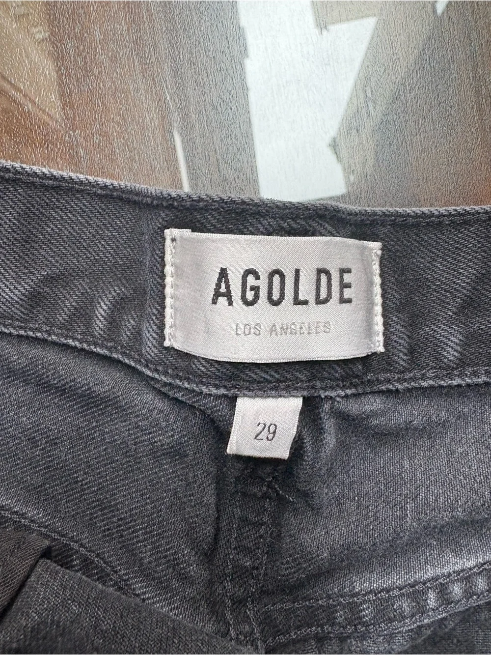Agolde Black Washed Denim Shorts